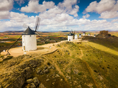 Consuegra with windmillsの写真素材