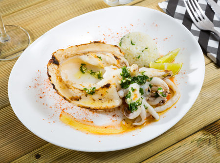 Fried cuttlefish served with rice