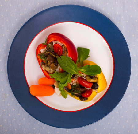 Stuffed bell peppersの写真素材