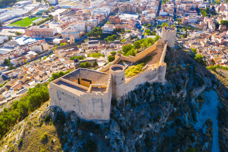 Aerial panoramic view of Ares de Maestrat in province of Castellonの写真素材