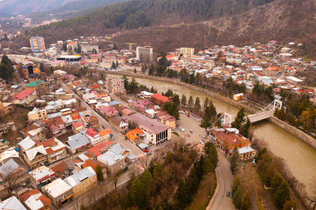 Aerial view of the resort town of Borjomi