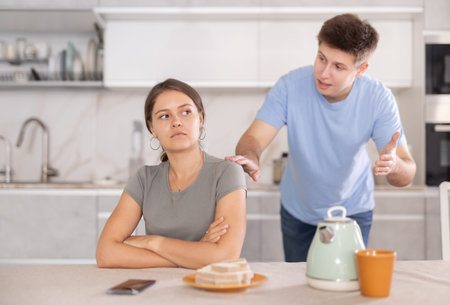 Girl is offended by guy reproaches and accusations against her