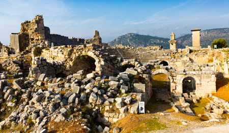 Ruins of antique theater of Xanthos, Turkeyの写真素材