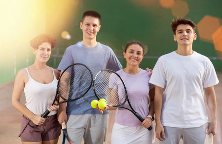 Group photo of players outdoorsの写真素材