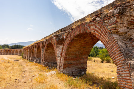 Skopje Aqueduct Bridge in North Macedoniaの写真素材
