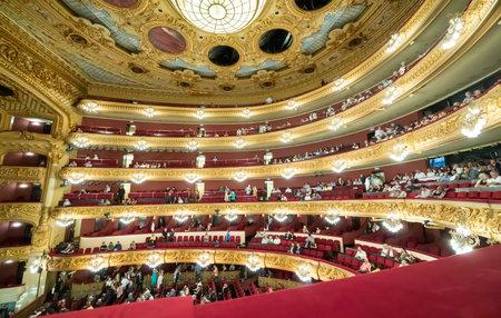 Gran Teatre del Liceu boasts intricate gold detailingのeditorial素材