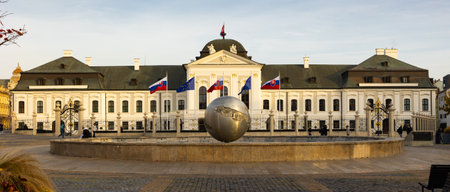 BRATISLAVA, SLOVAKIA - NOVEMBER 6, 2024: View of Presidential Palace in Bratislavaのeditorial素材