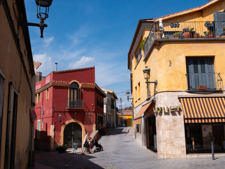 SPAIN, SANTA COLOMA DE GRAMENET - SEPTEMBER 16, 2023: View of main street of Santa Coloma de Gramenetのeditorial素材