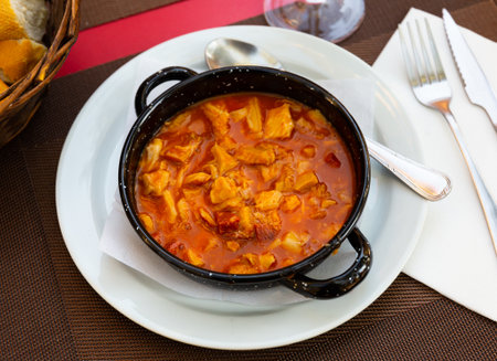 Spicy callos of tripe with vegetables, chorizo and chickpeasの写真素材