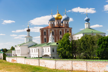 View of Kremlin and Cathedral in Ryazan at summer dayの写真素材