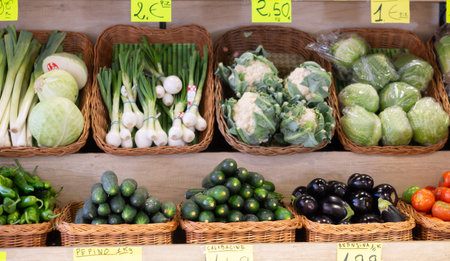 Display of fresh vegetables at the farmers market