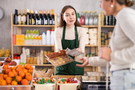 Seller offers sweets, nougat and turronsの写真素材