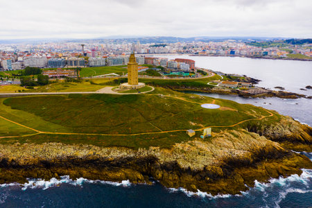 Tower of Hercules lighthouse located in the city of La Coruna. Galicia, Spainの写真素材