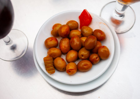 Pitted olives - typical Spanish snackの写真素材