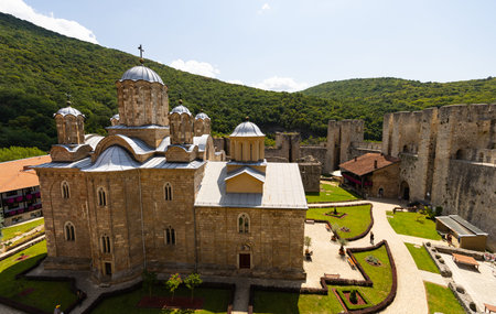 View of the Serbian Manasija Monastery