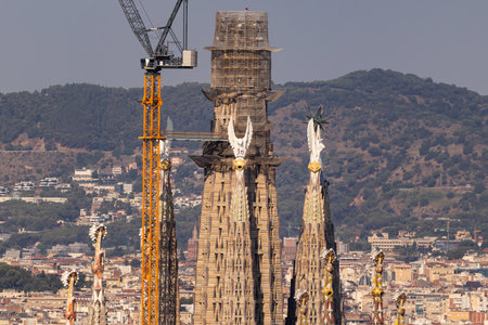 Panoramic view of the Sagrada Familia buildingのeditorial素材