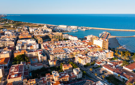 Top view of city Benicarlo on a sunny summer day. Spanishの写真素材
