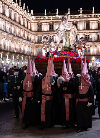 Salamanca, Spain - April 13, 2022: Olemn Easter Week (Semana Santa) procession, death and resurrection of Christ. Spainのeditorial素材