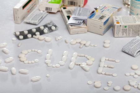 Word CURE made of medicine pillsの写真素材