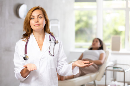 Portrait of middle-aged doctorの写真素材