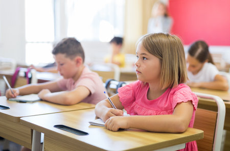 Schoolchildren in classroomの写真素材