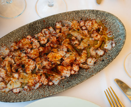 National dish of Italian cuisine is octopus carpaccio