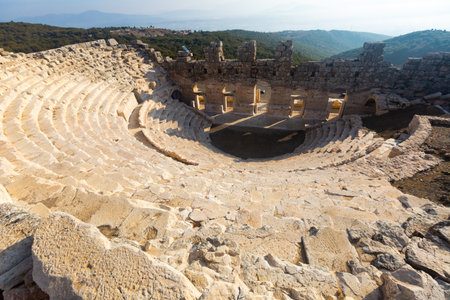 Remains of Odeon at archaeological site of ancient settlement of Kibyra, Turkeyの写真素材