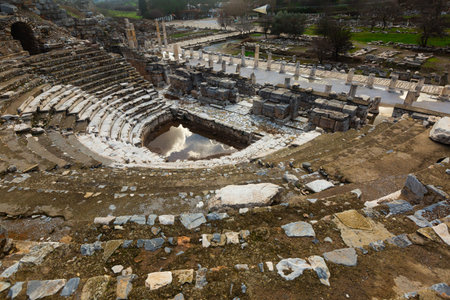Odeon theater and Upper Agora in the Efesの写真素材