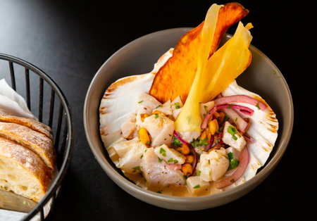 Seafood ceviche, typical dish from Peruの写真素材
