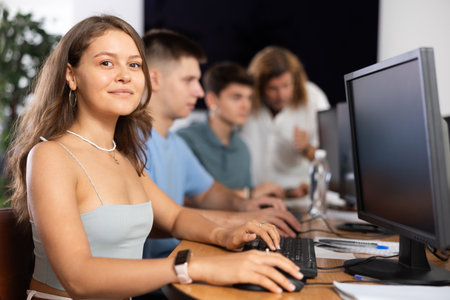 Female student is engrossedの写真素材