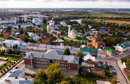 Panorama of sights of historic center Kolomna city. Russia