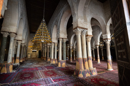 Interior of Great Mosque of Kairouan (Uqba Mosque)の写真素材