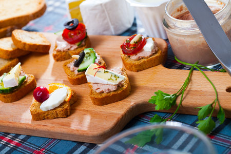 Assorted homemade canape appetizers