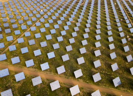 Top view of large solar power station