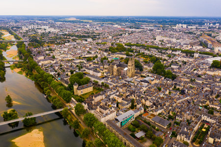 Panoramic view of Tours city in Loire valley of France