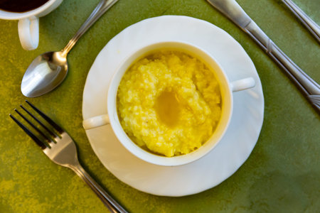 Millet porridge in a plate. Healthy diet