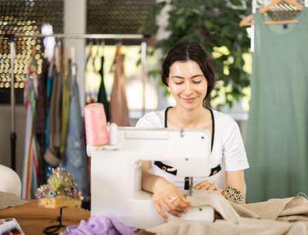 Armenian seamstress working in a workshopの写真素材