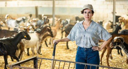 Portrait of latino woman owner of goat farm