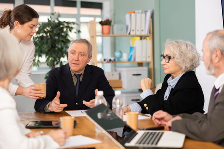 Senior representatives of business community participate at round table talksの写真素材