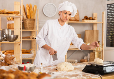 Chef weighs the dough