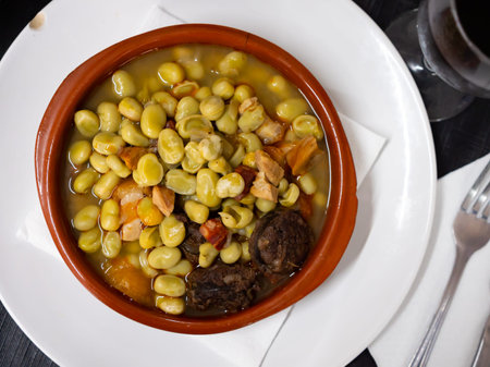 Habas a la catalana, spanish recipe of broad beansの写真素材