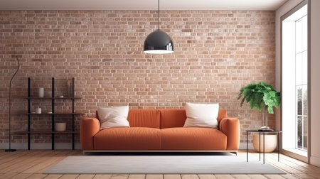 tidy room interior design with sofa and decorative items ai generatedの素材