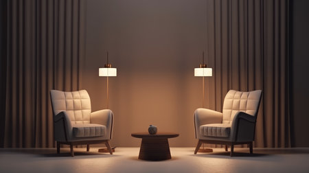 trendy room interior design with furniture and room decor ai generatedの素材