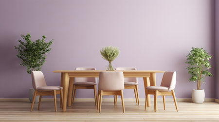 minimalist interior decoration of living room with a wood sideboard ai generatedの素材