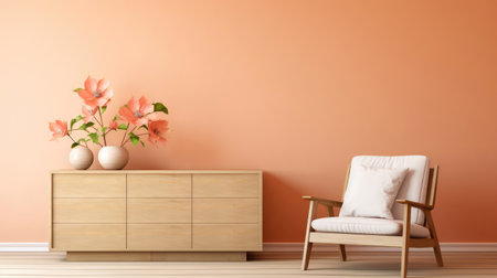 comforting interior decor of living room with a wood cabinet ai generatedの素材