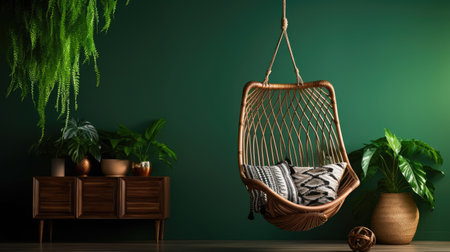 brilliant living room interior design with a wooden sideboard ai generatedの素材