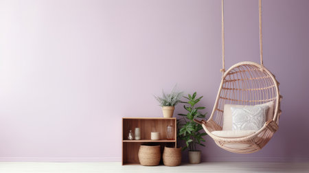 brilliant interior decor of living room with a wood sideboard ai generatedの素材