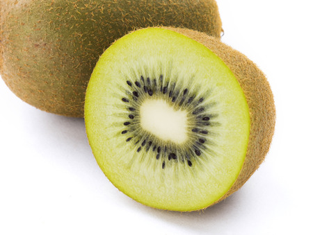 Ripe kiwi frui isolated on white backgroundの写真素材