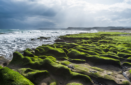 Coastal stone trench of Laomei coast in New Taipei, Taiwanの写真素材