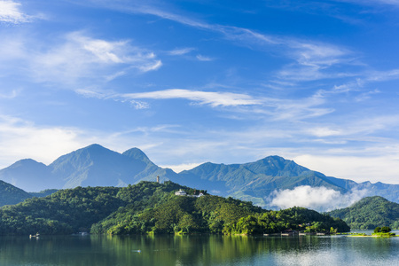 Scenery of Sun Moon Lake in Taiwan, Asia.の写真素材